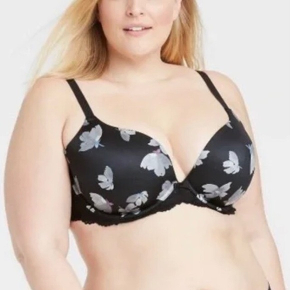 Auden Women’s Floral Smooth Lace Plunge Coverage Push Up Bra Size 46DDD - Picture 2 of 11